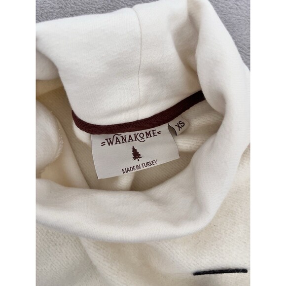 Wanakome Sweatshirt Womens XS Cream Funnel Turtleneck Cowl Pullover Terry - Picture 6 of 11